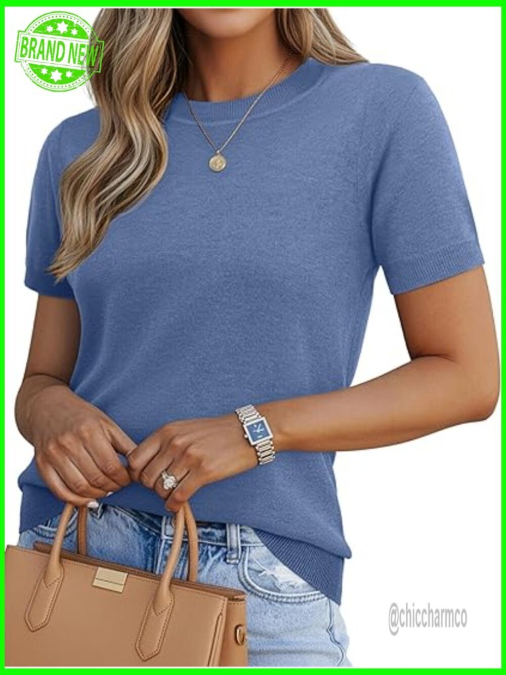 Women's Short Sleeve Wool Blend Lightweight Pullover Sweater Business Casual